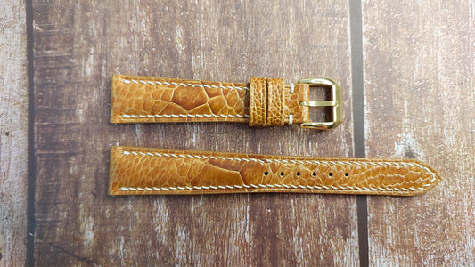 Light Brown Full Grain Ostrich Leg Leather Strap