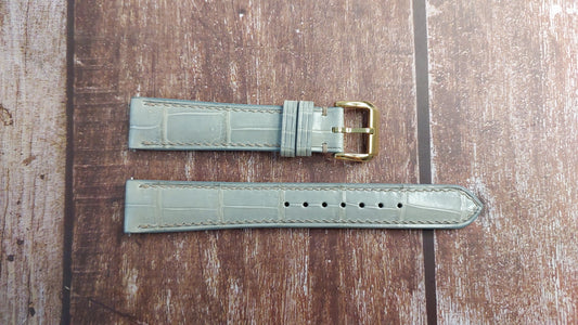 Gray Full Grain Crocodile Leather Strap For Seiko Lordmatic Vintage Watch