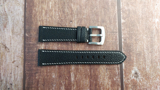 Black Alran Goat Leather Strap For Tissot Gentleman Watch