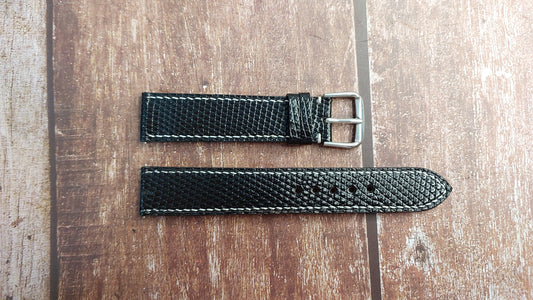 Black Full Grain Lizard Leather Strap For Hamilton Watch