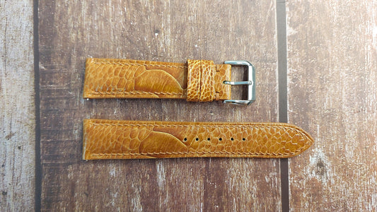 Light Brown Full Grain Ostrich Leg Leather Strap For Hamilton Khaki Auto Watch