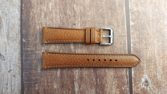 Brown Italian Veg Tanned Minerva Box Leather Strap For Rolex Airking Reference 5500 Watch