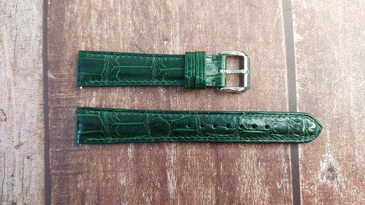 Green Full Grain Crocodile Leather Strap For Seiko lordmatic Watch