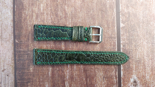 Moss Green Full Grain Ostrich Leg Leather Strap For Omega Constellation 35mm dial Watch
