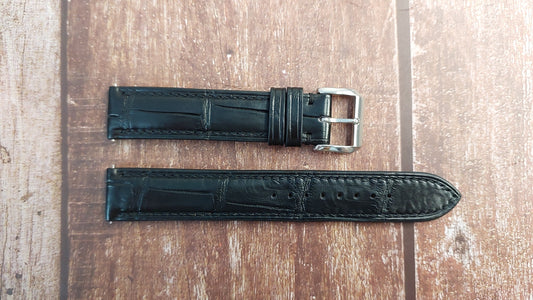 Black Full Grain Crocodile Leather Strap For Rado 1957 Watch