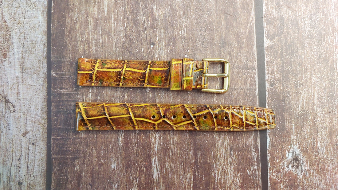 Mixing Dye Full Grain Crocodile Leather Strap For Citizen Bianca eco drive Watch