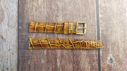 Mixing Dye Full Grain Crocodile Leather Strap For Citizen Bianca eco drive Watch
