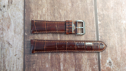 Reddish Brown Full Grain Crocodile Leather Strap