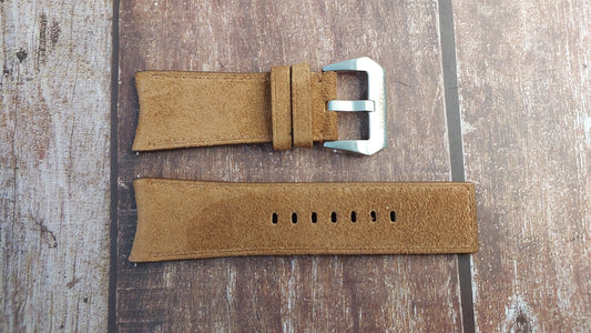 Whisky Suede Leather Strap For NIXON CS Esquire Watch