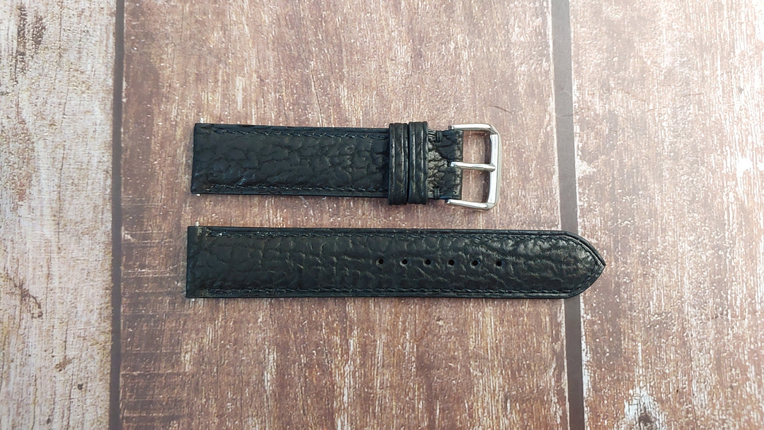 Black Full Grain Shark Skin Leather Strap For RADO eSENZA 96404903 Watch