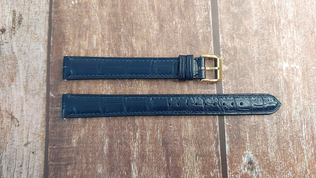 Dark Blue Full Grain Crocodile Leather Strap