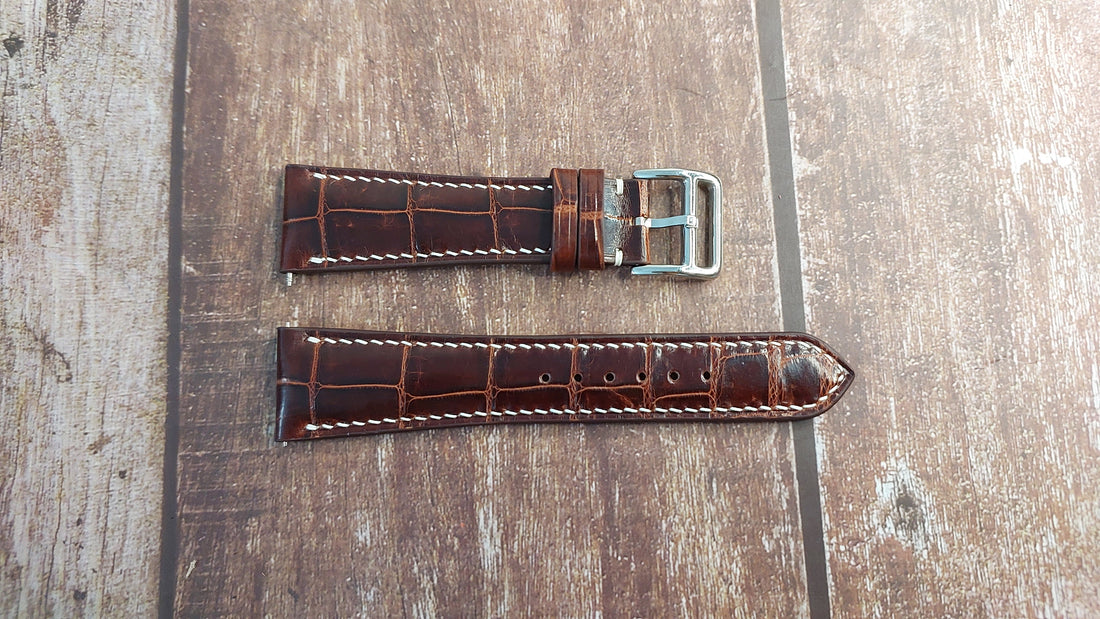 Reddish Brown Full Grain Crocodile Leather Strap For Frederique Constant Classic Automatic Watch