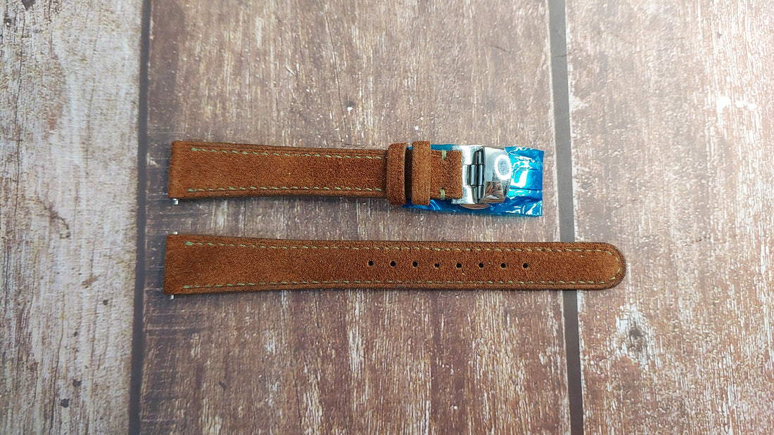 Dark Brown Suede Leather Strap For Accutron M0 Watch
