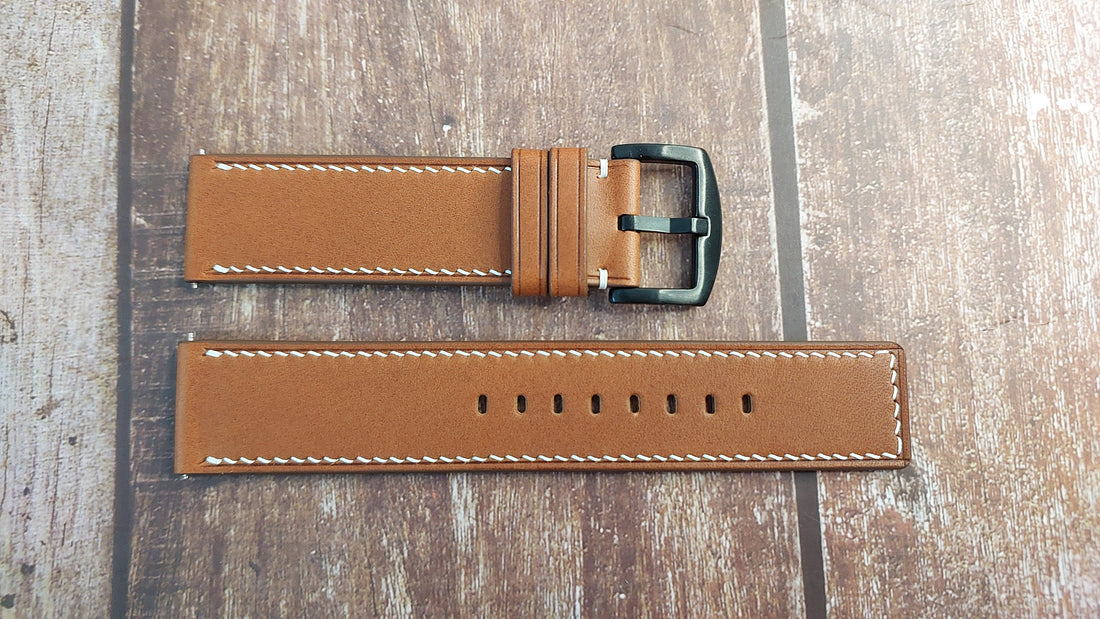 Brown Italian Veg Tanned Buttero Box Leather Strap For Casio Pro Trek PRG-600YB Watch
