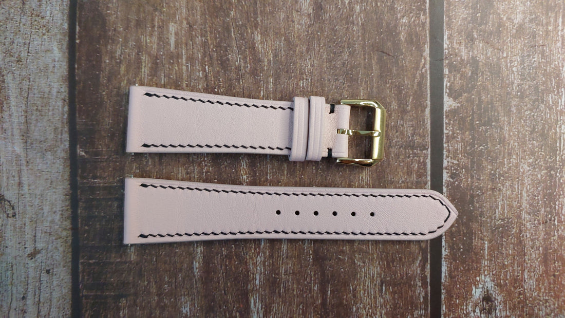 Pink Swift Leather Strap For Muller 8880 Watch