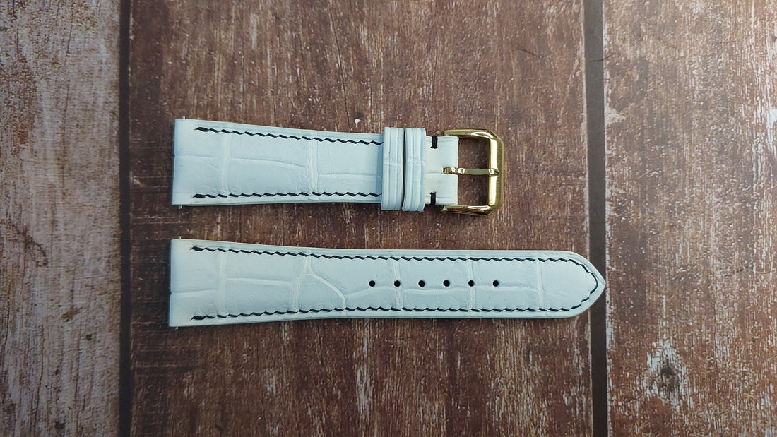 Sand White Full Grain Crocodile Leather Strap For Muller 8880 Watch