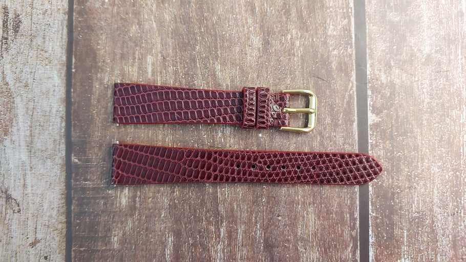Red Full Grain Lizard Leather Strap For Seiko SACM150 Dolce Watch