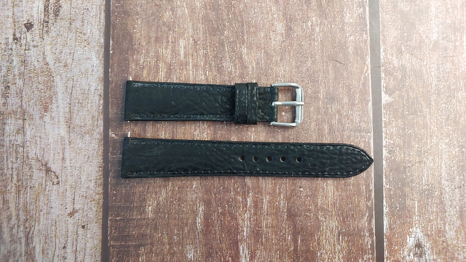 Black Full Grain Shark Skin Leather Strap For Vostok Submariner Watch