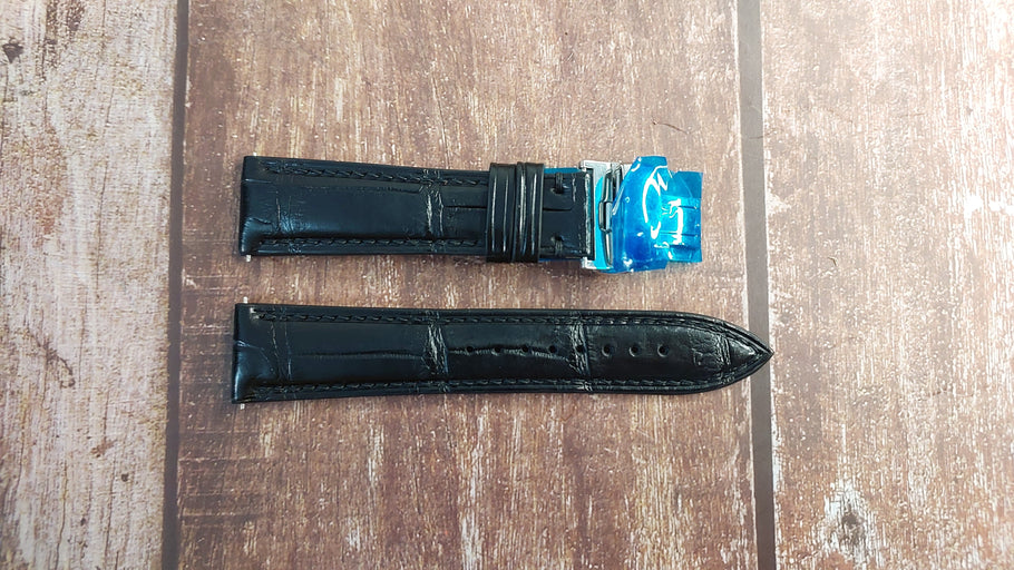 Black Full Grain Crocodile Leather Strap