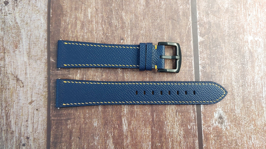 Navy Epsom Leather Strap For Citizen Blue Angel Watch