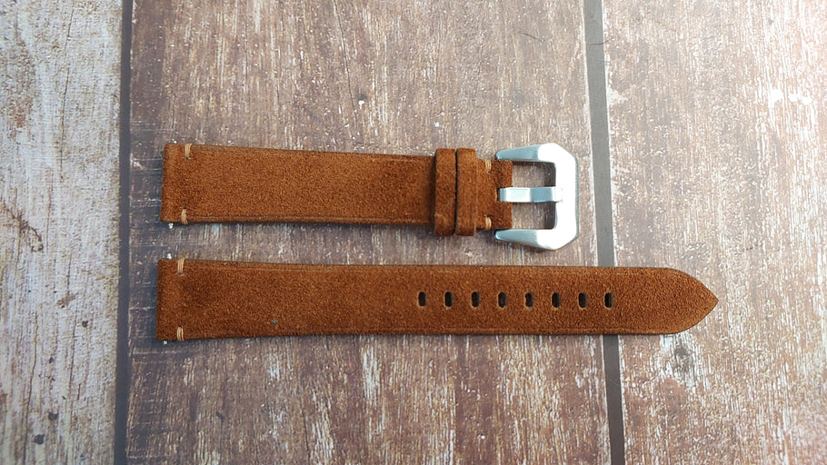 Dark Brown Suede Leather Strap For Tag Aquaracer from the late 90s Watch