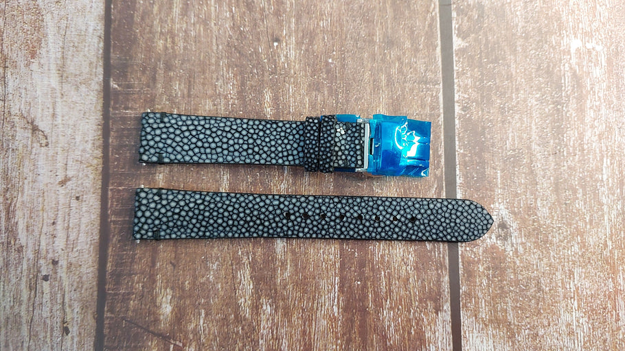 Black Full Grain Stingray Leather Strap
