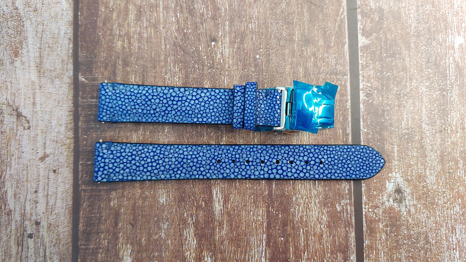 Blue Full Grain Stingray Leather Strap