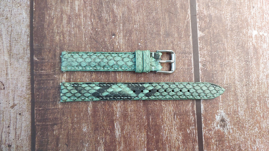 Green Full Grain Snakeskin Leather Strap