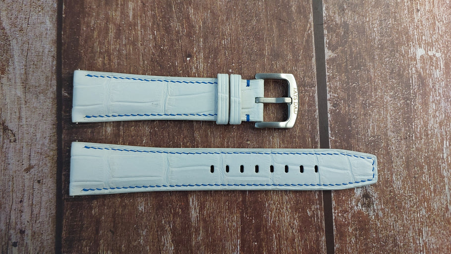 Sand White Full Grain Crocodile Leather Strap For Breitling Navitimer 46 MM GMT Watch