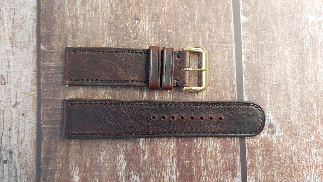 Dark Brown Badalassi Wax Leather Strap For Tudor Black Bay Bronze 43mm Watch