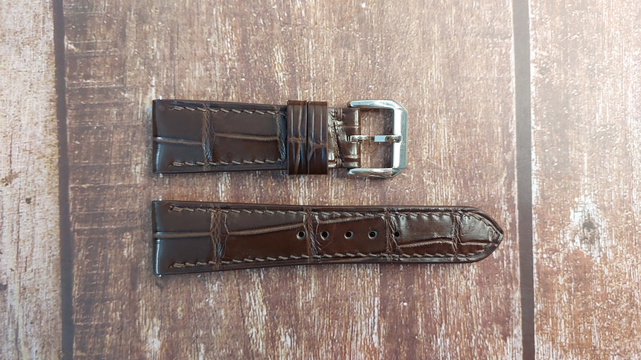 Brown Full Grain Crocodile Leather Strap