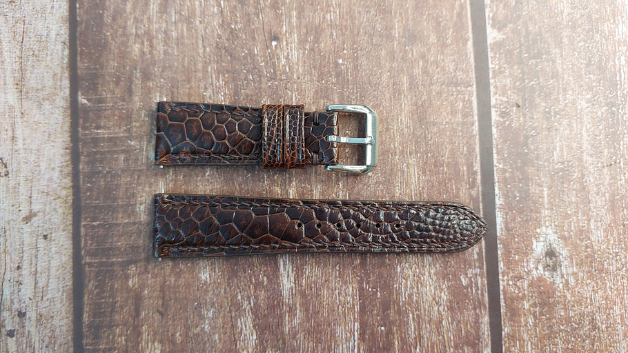 Dark Brown Full Grain Ostrich Leg Leather Strap