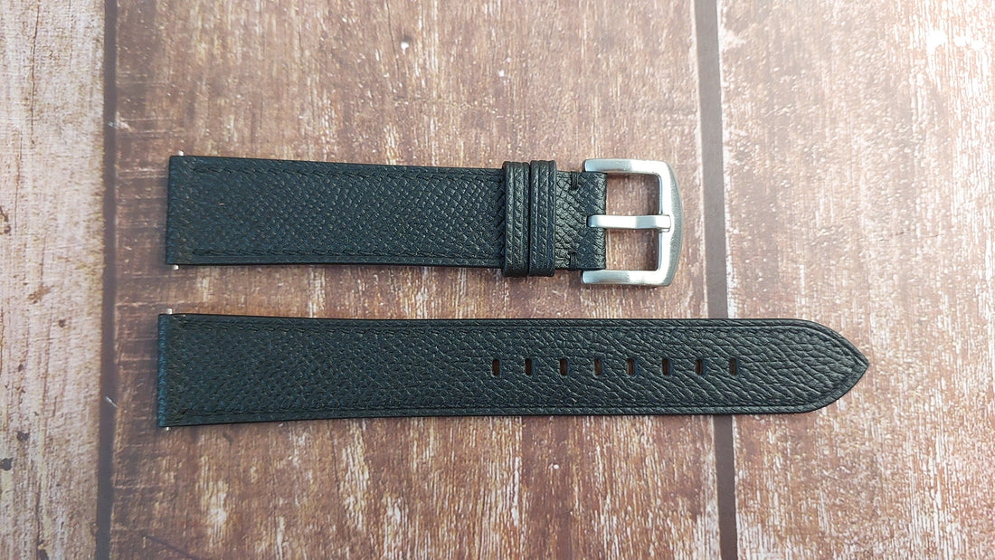 Black Epsom Leather Strap For Samsung Watch 4 Classic 46mm