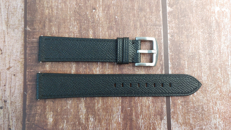 Black Epsom Leather Strap For Samsung Watch 4 Classic 46mm
