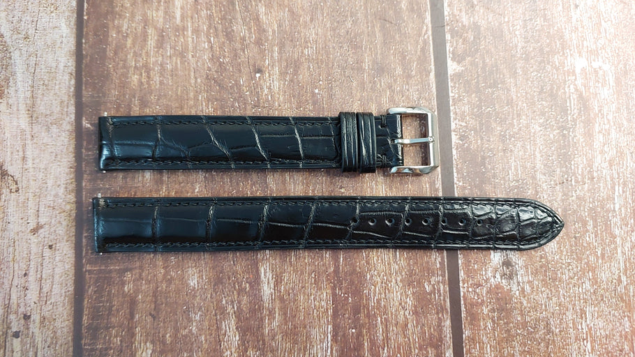Black Full Grain Crocodile Leather Strap