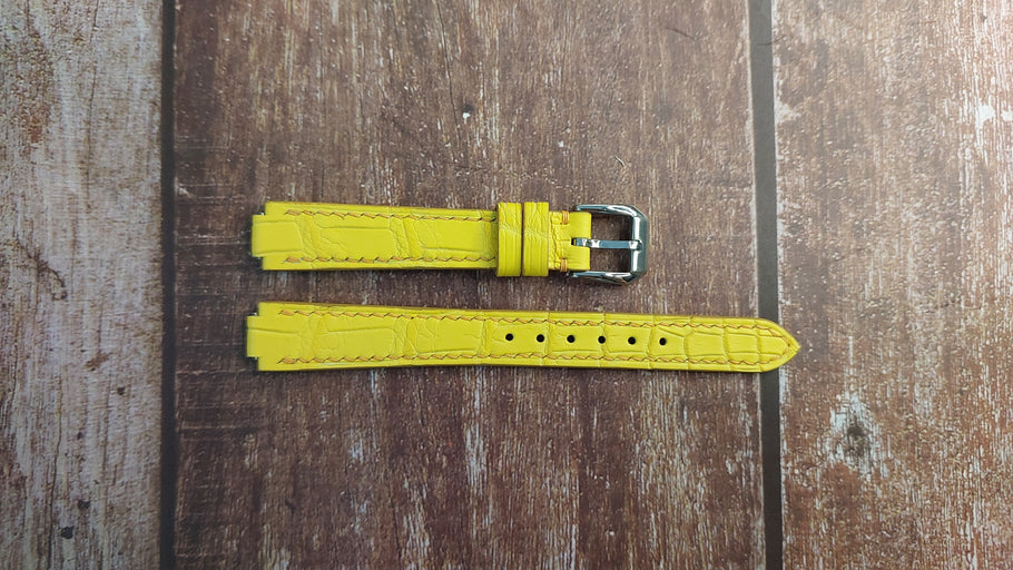 Yellow Crocodile Leather Custom Notched Strap