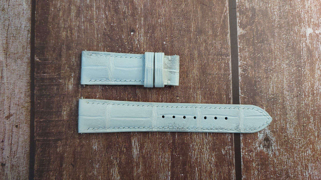 Sand White Full Grain Crocodile Leather Strap For 40mm Jacob & Co Watch