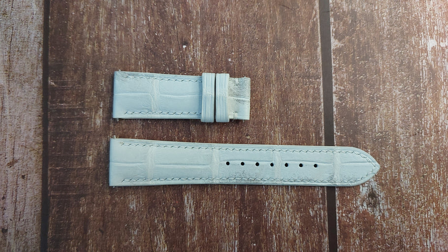 Sand White Full Grain Crocodile Leather Strap For 40mm Jacob & Co Watch