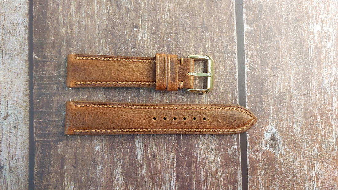 Cognac Badalassi Wax Leather Strap For Rolex Reference 6564 Oyster Watch