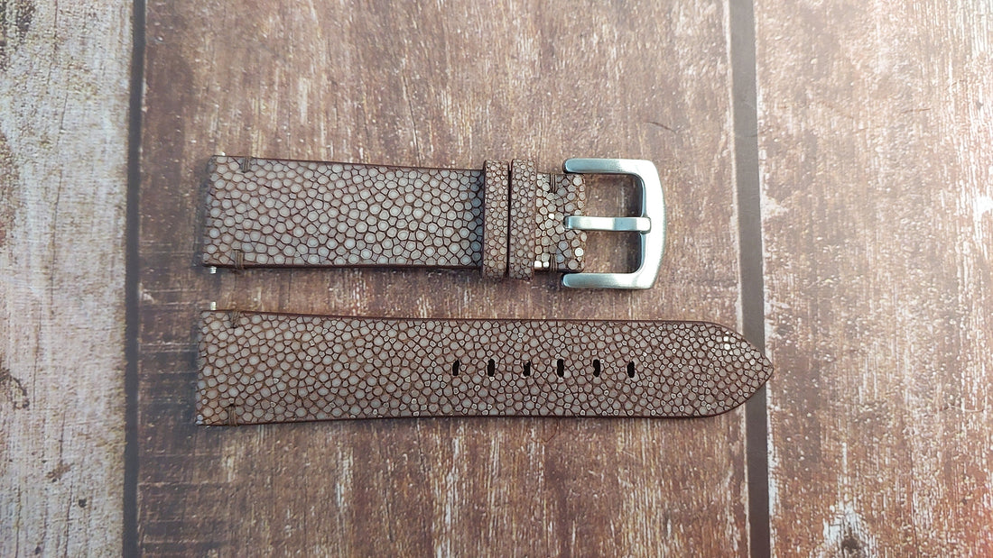 Brown Full Grain Stingray Leather Strap For Seiko SSK005 Watch