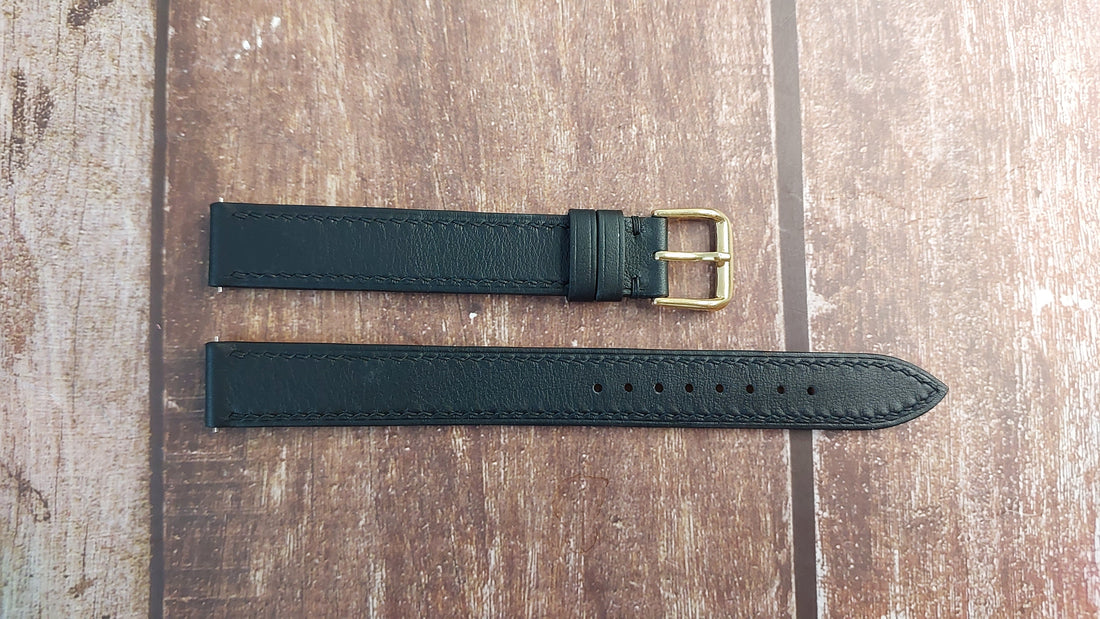 Black Swift Leather Strap For Lord Elgin Watch