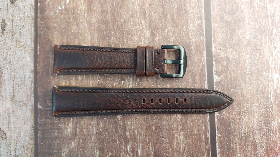 Dark Brown Badalassi Wax Leather Strap For Ball green beret Watch