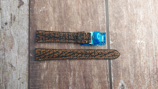 Brown Full Grain Shark Skin Leather Strap For Timex Watch