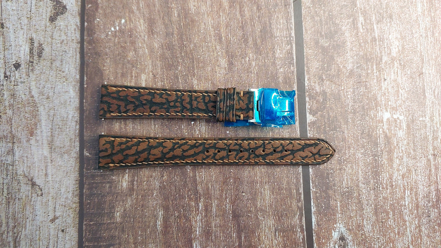 Brown Full Grain Shark Skin Leather Strap For Timex Watch