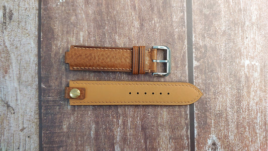 Brown Minerva Box Leather Custom Open Ended Strap For Converted Pocket Watch