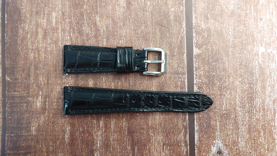 Black Full Grain Crocodile Leather Strap For Patek Philippe 5035 Watch