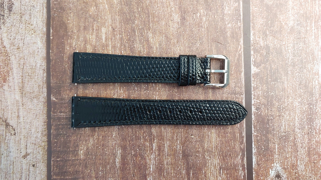 Black Full Grain Lizard Leather Strap For Cartier Tank Must Watch