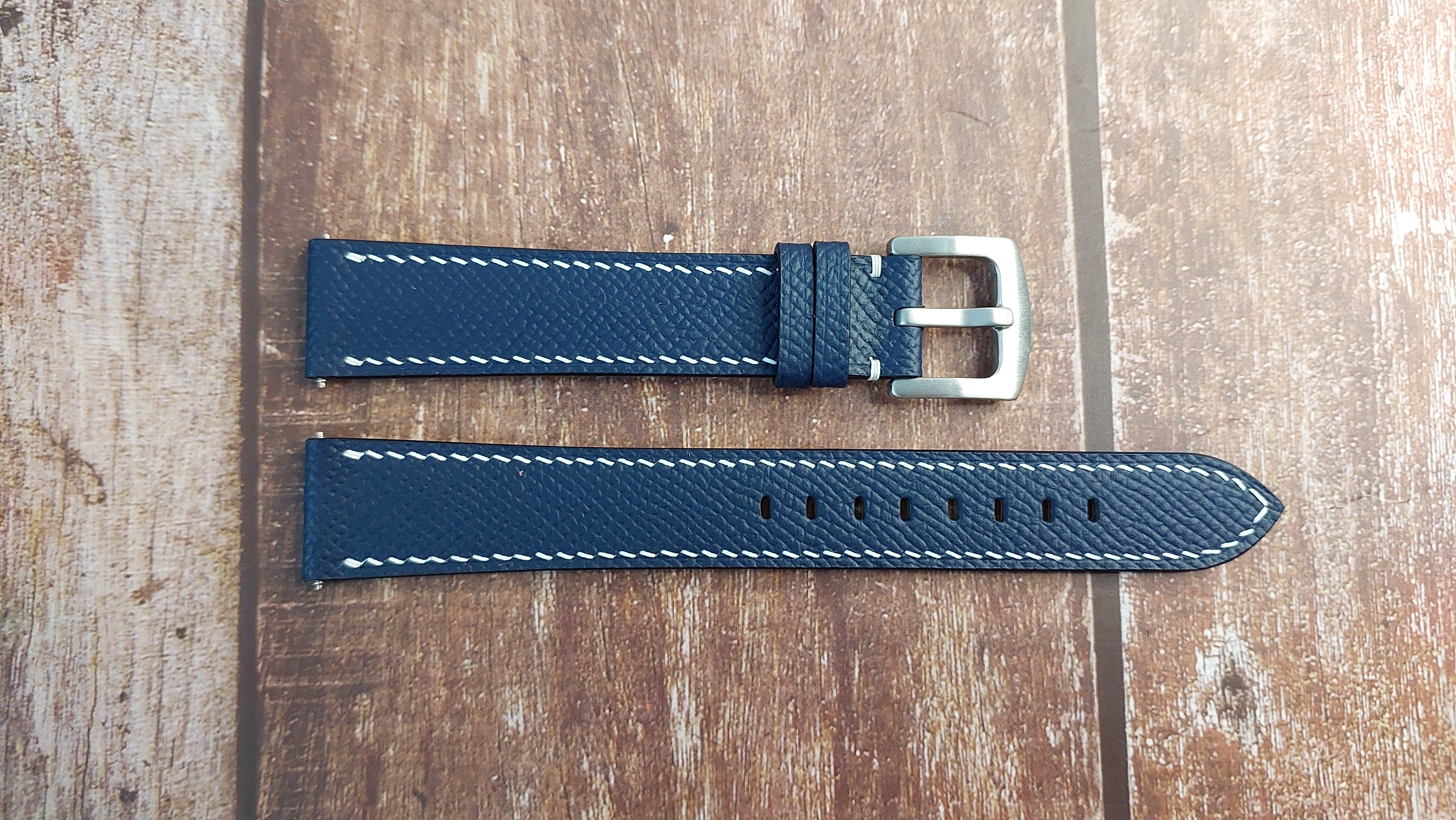 Navy Epsom Leather Strap For Seiko Diamatic 7006 6020 Watch VGreen