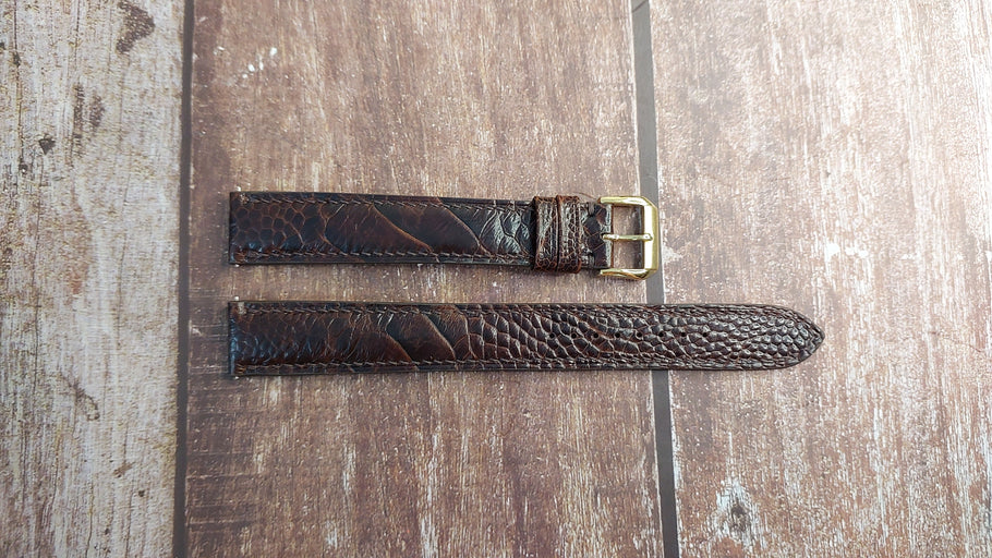 Dark Brown Full Grain Ostrich Leg Leather Strap For Rolex 5726639 Watch