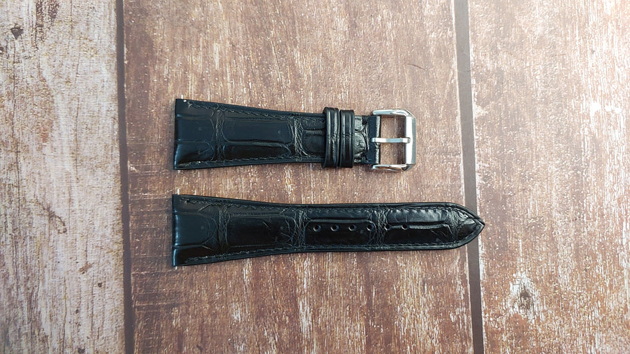 Black Full Grain Crocodile Leather Strap